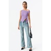 image:imageQINSEN Womens Off Shoulder Asymmetrical Tops Diagonal Buttonup Closure Split Hem Cropped T Shirts Y2k Tank TopPurple
