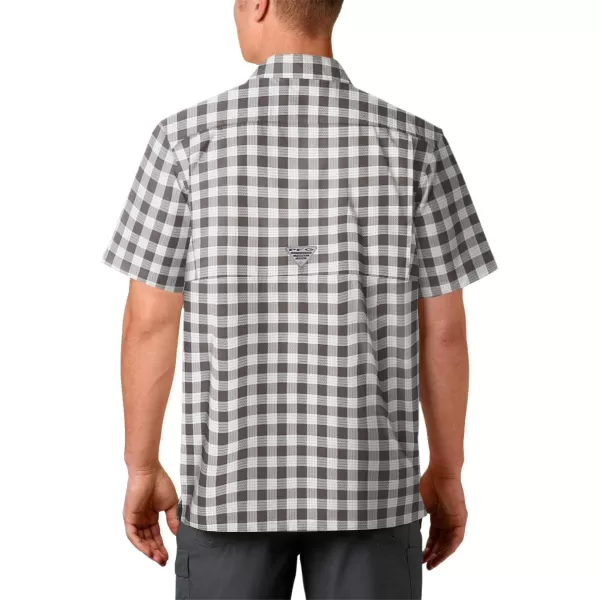 Columbia Mens Super Slack Tide Camp Shirt Short SleeveCity Grey Palaka Plaid
