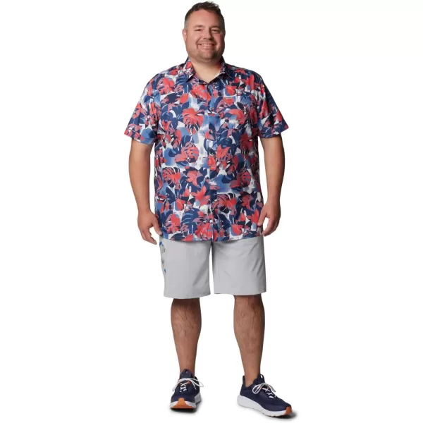 Columbia Mens Super Slack Tide Camp Shirt Short SleeveCollegiate Navy Ikat Palms