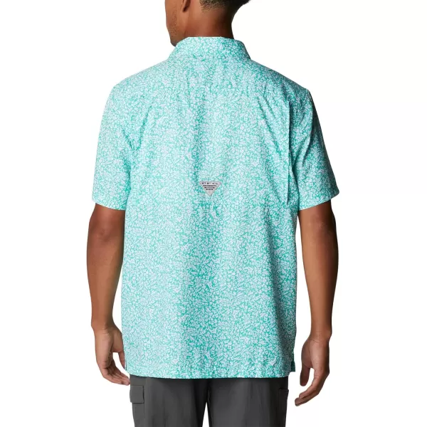 Columbia Mens Super Slack Tide Camp Shirt Short SleeveElectric Turquoise Deepsea Medley