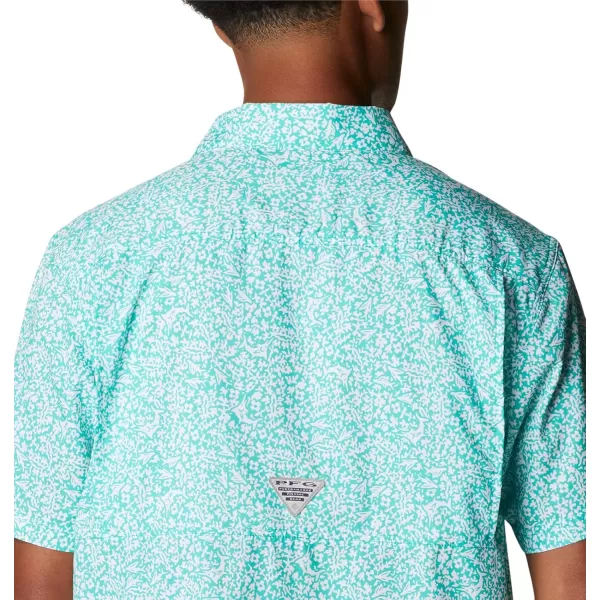 Columbia Mens Super Slack Tide Camp Shirt Short SleeveElectric Turquoise Deepsea Medley