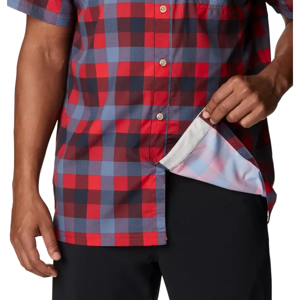 Columbia Mens Super Slack Tide Camp Shirt Short SleeveRed Jasper Multi Gingham