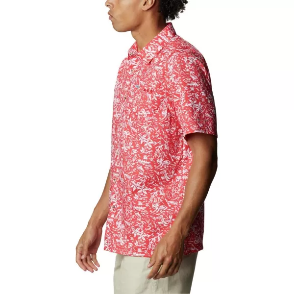 Columbia Mens Super Slack Tide Camp Shirt Short SleeveRed Spark Kona Print