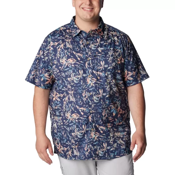 Columbia Mens Super Slack Tide Camp Shirt Short SleeveTranquil Teal Kona Kraze Print
