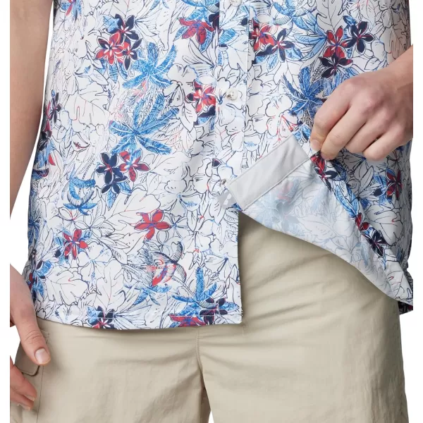 Columbia Mens Super Slack Tide Camp Shirt Short SleeveWhite Palmeria