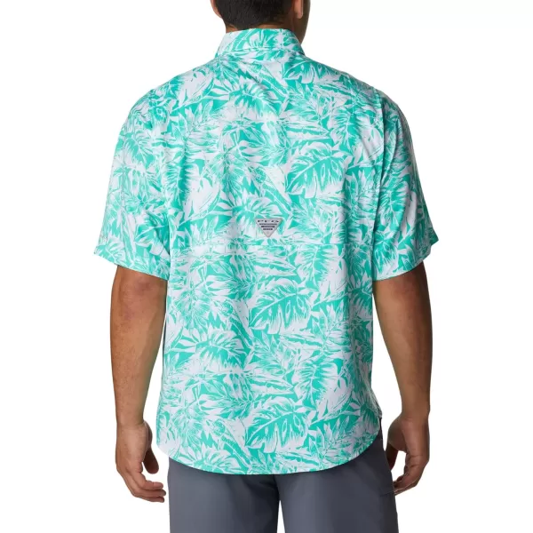 Columbia Mens Super Tamiami Long Sleeve ShirtElectric Turquoise Hawaiian Throwback Print