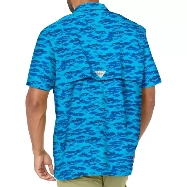 Columbia Mens Trollers Best Short Sleeve ShirtBlue Macaw Bigmouth Print