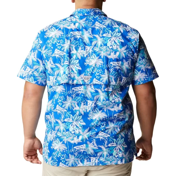 Columbia Mens Trollers Best Short Sleeve ShirtBlue Macaw Festive Fishin Print