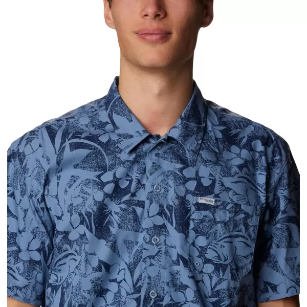 Columbia Mens Trollers Best Short Sleeve ShirtBluestone Basstyle Print