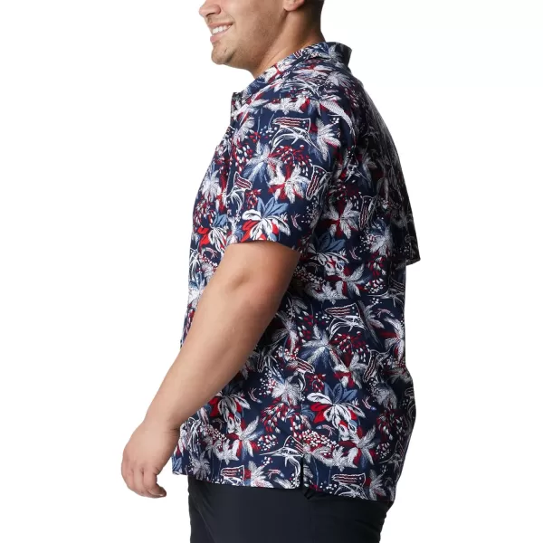 Columbia Mens Trollers Best Short Sleeve ShirtCollegiate Navy Fireworks Fish Print