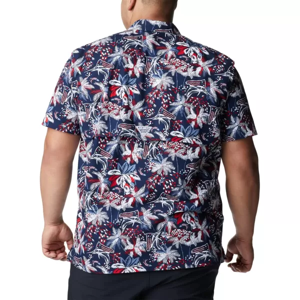 Columbia Mens Trollers Best Short Sleeve ShirtCollegiate Navy Fireworks Fish Print