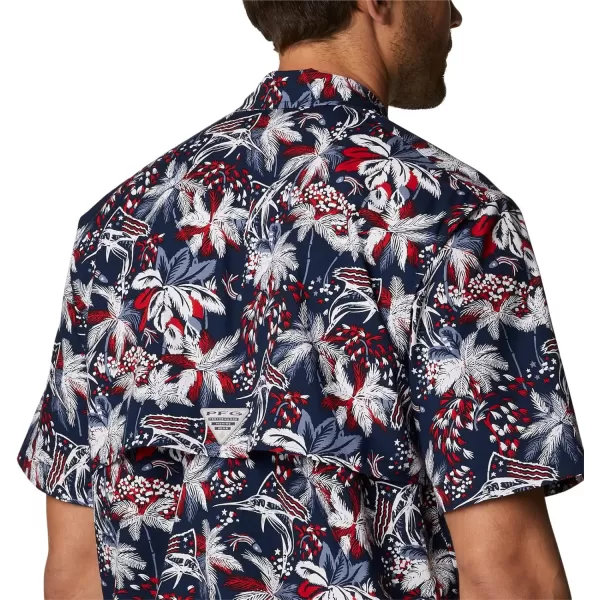 Columbia Mens Trollers Best Short Sleeve ShirtCollegiate Navy Fireworks Fish Print