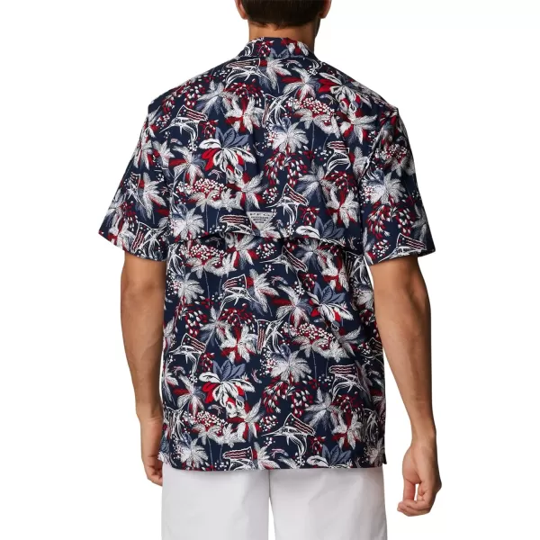 Columbia Mens Trollers Best Short Sleeve ShirtCollegiate Navy Fireworks Fish Print