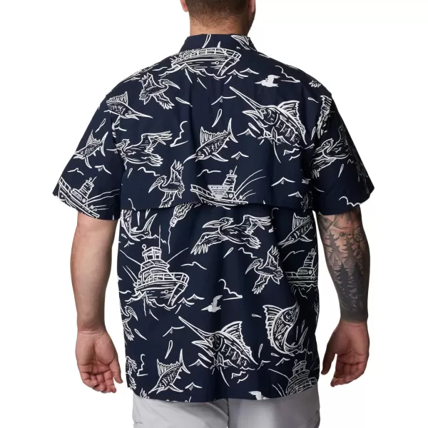 Columbia Mens Trollers Best Short Sleeve ShirtCollegiate Navy Mighty Marlins Print