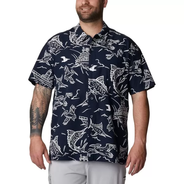 Columbia Mens Trollers Best Short Sleeve ShirtCollegiate Navy Mighty Marlins Print