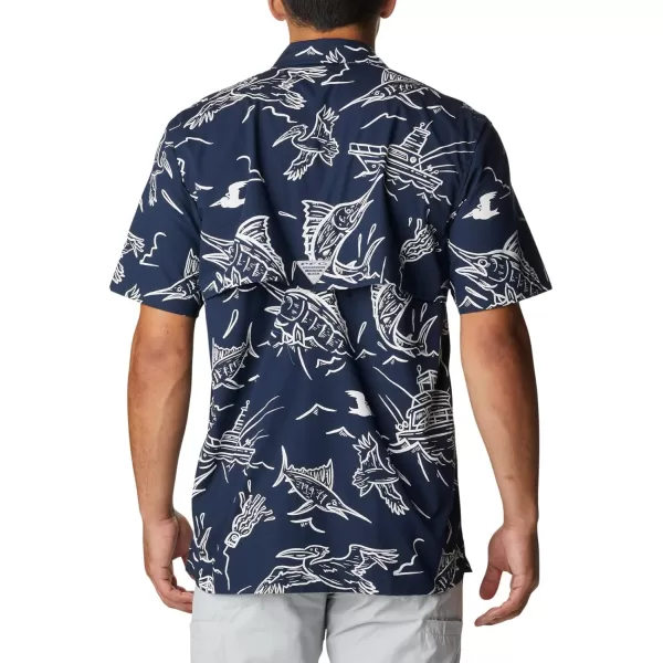 Columbia Mens Trollers Best Short Sleeve ShirtCollegiate Navy Mighty Marlins Print