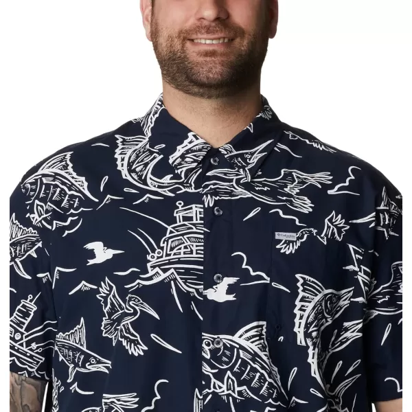 Columbia Mens Trollers Best Short Sleeve ShirtCollegiate Navy Mighty Marlins Print