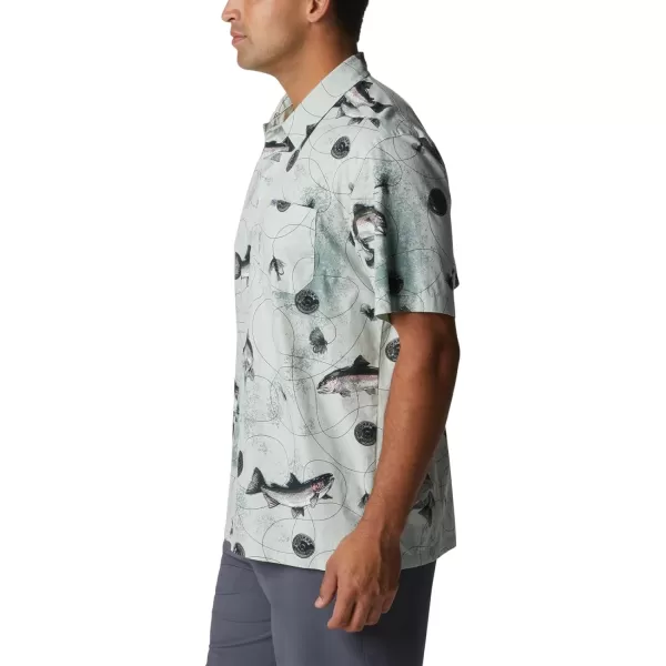 Columbia Mens Trollers Best Short Sleeve ShirtCool Green Freshwater Dryfly Print