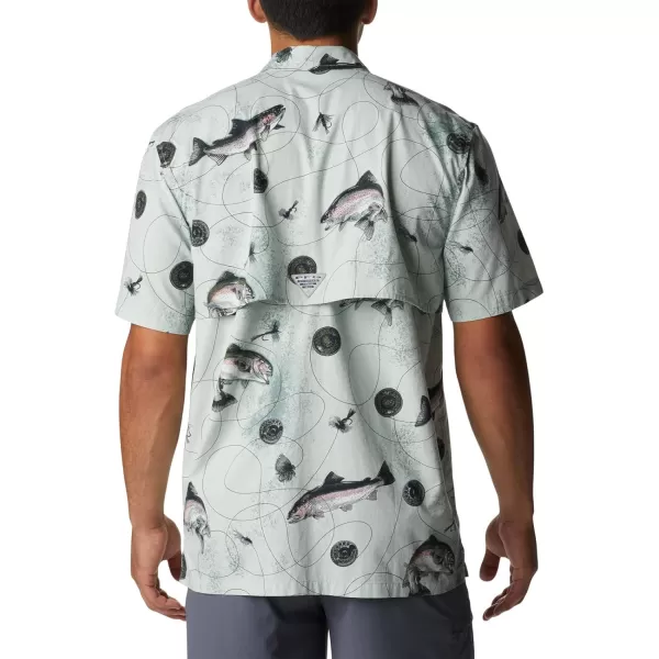 Columbia Mens Trollers Best Short Sleeve ShirtCool Green Freshwater Dryfly Print