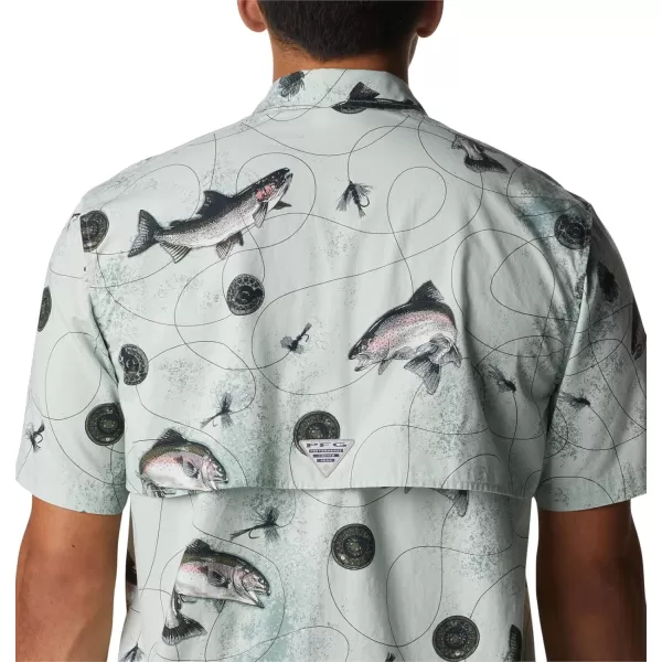 Columbia Mens Trollers Best Short Sleeve ShirtCool Green Freshwater Dryfly Print