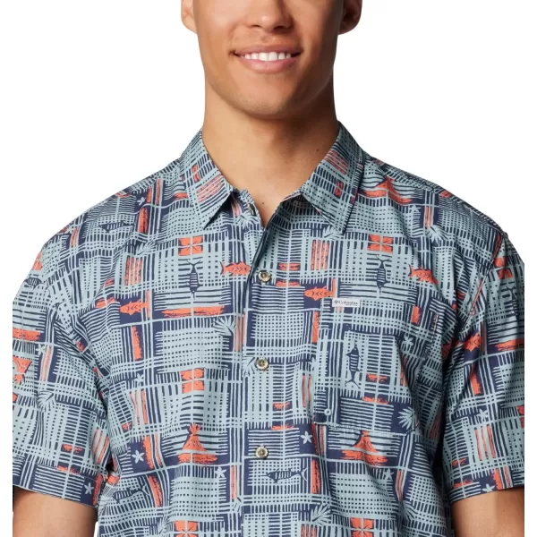 Columbia Mens Trollers Best Short Sleeve ShirtCrushed Blue Tikiplaid