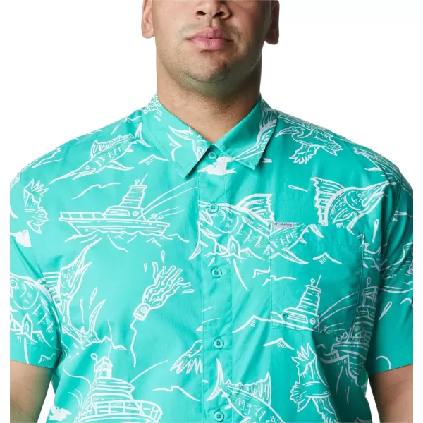 Columbia Mens Trollers Best Short Sleeve ShirtElectric Turquoise Mighty Marlins Print