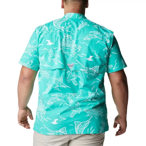 Columbia Mens Trollers Best Short Sleeve ShirtElectric Turquoise Mighty Marlins Print