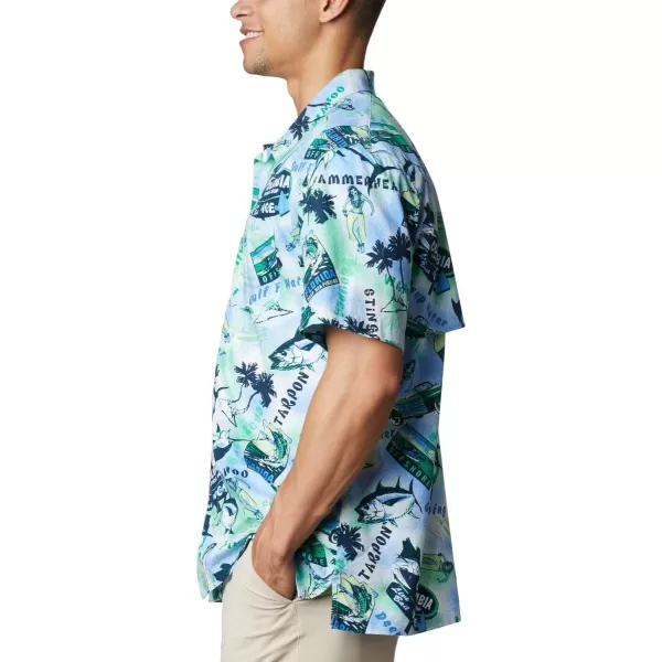 Columbia Mens Trollers Best Short Sleeve ShirtEmerald Green Offshore Archive Print