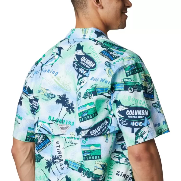 Columbia Mens Trollers Best Short Sleeve ShirtEmerald Green Offshore Archive Print