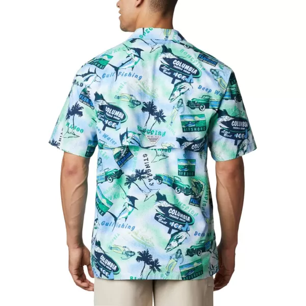 Columbia Mens Trollers Best Short Sleeve ShirtEmerald Green Offshore Archive Print