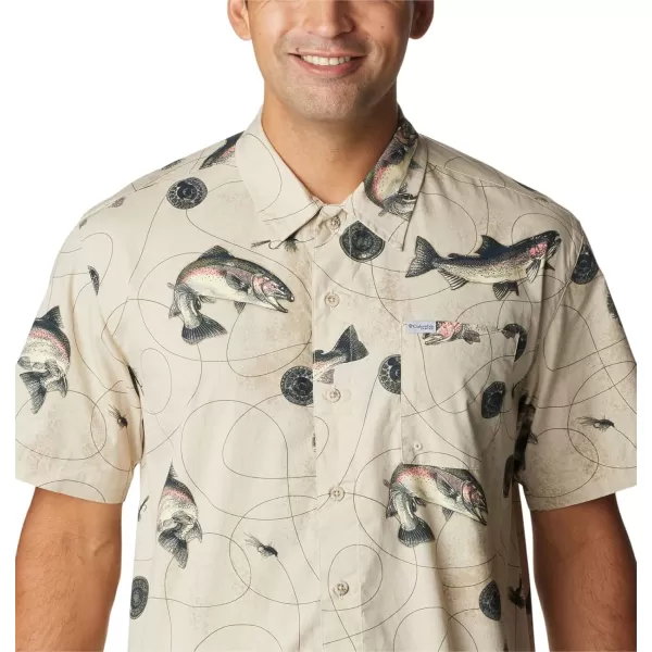 Columbia Mens Trollers Best Short Sleeve ShirtFossil Freshwater Dryfly Print