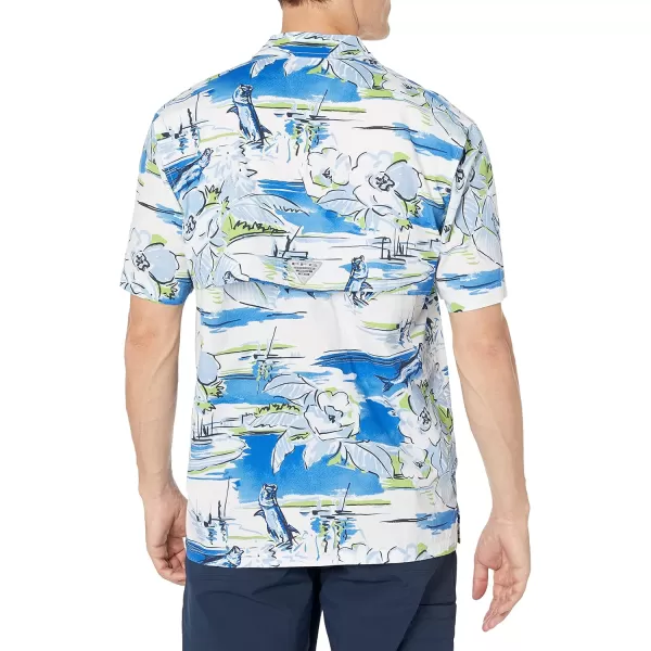 Columbia Mens Trollers Best Short Sleeve ShirtHarbor Blue Marina Vacation Print