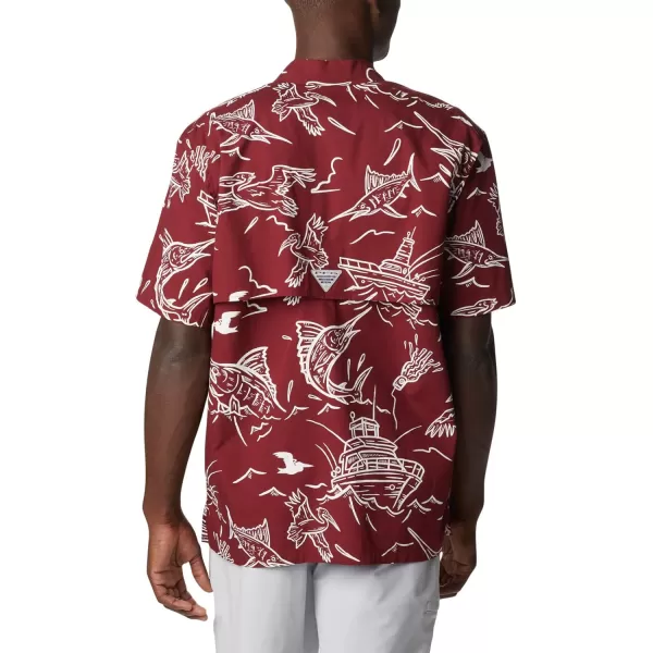 Columbia Mens Trollers Best Short Sleeve ShirtRed Jasper Mighty Marlins Print