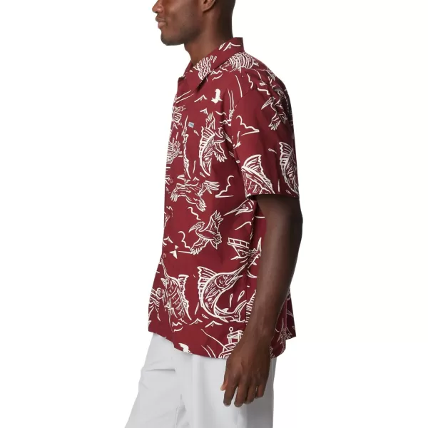 Columbia Mens Trollers Best Short Sleeve ShirtRed Jasper Mighty Marlins Print