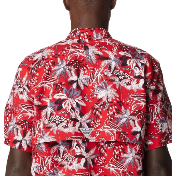 Columbia Mens Trollers Best Short Sleeve ShirtRed Spark Fireworks Fish Print