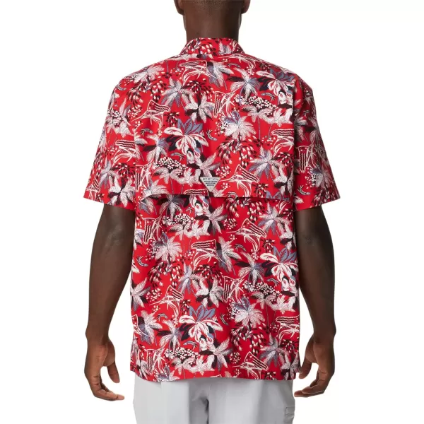 Columbia Mens Trollers Best Short Sleeve ShirtRed Spark Fireworks Fish Print