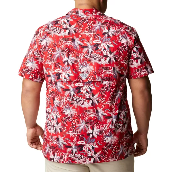 Columbia Mens Trollers Best Short Sleeve ShirtRed Spark Fireworks Fish Print