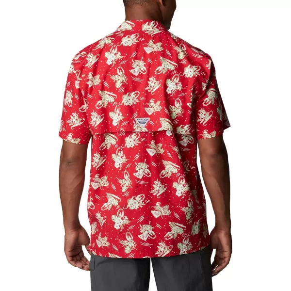 Columbia Mens Trollers Best Short Sleeve ShirtRed Spark Lite Me Up Print