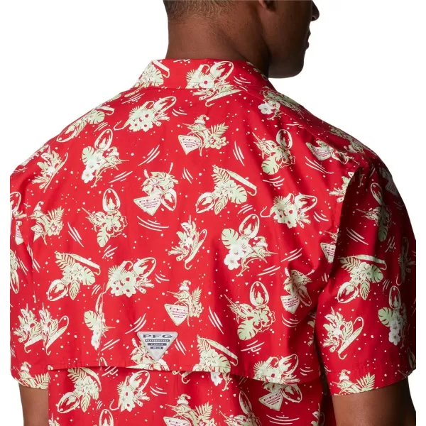 Columbia Mens Trollers Best Short Sleeve ShirtRed Spark Lite Me Up Print