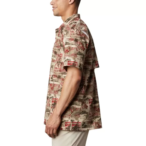 Columbia Mens Trollers Best Short Sleeve ShirtRed Spark Polynesian Print