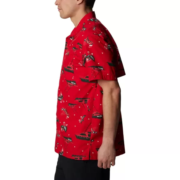 Columbia Mens Trollers Best Short Sleeve ShirtRed Spark Reel Joy Print