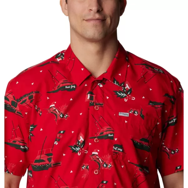 Columbia Mens Trollers Best Short Sleeve ShirtRed Spark Reel Joy Print