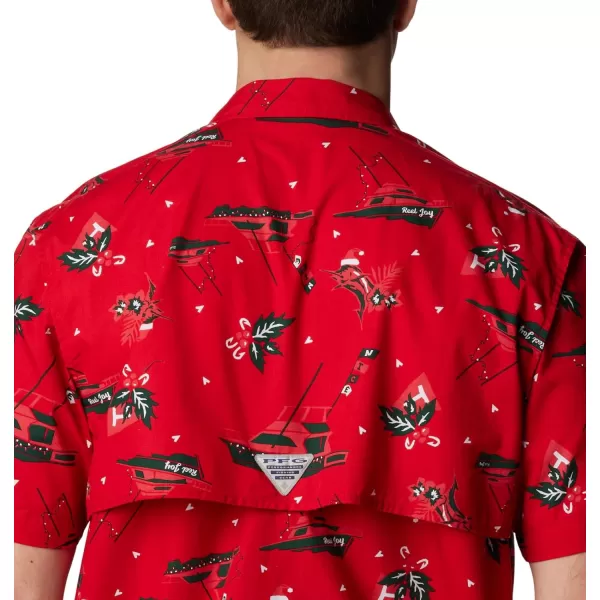 Columbia Mens Trollers Best Short Sleeve ShirtRed Spark Reel Joy Print