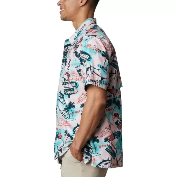 Columbia Mens Trollers Best Short Sleeve ShirtSalmon Offshore Archive Print