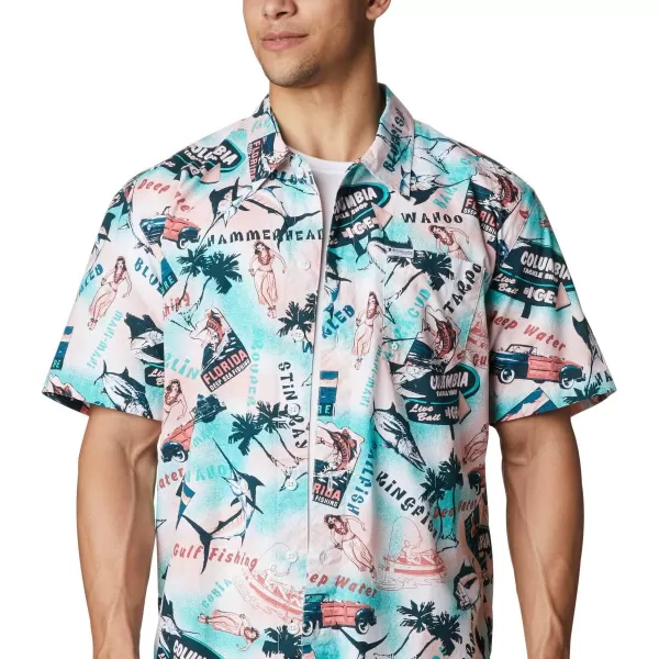 Columbia Mens Trollers Best Short Sleeve ShirtSalmon Offshore Archive Print