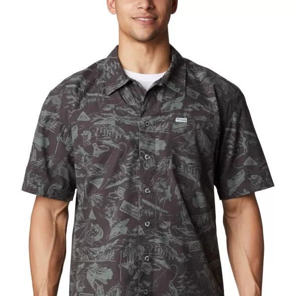 Columbia Mens Trollers Best Short Sleeve ShirtShark Freshwater Roots Print