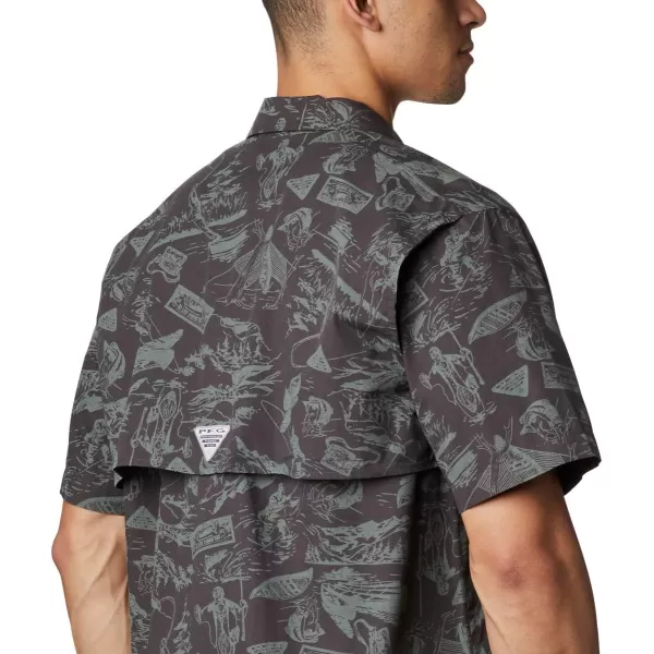 Columbia Mens Trollers Best Short Sleeve ShirtShark Freshwater Roots Print