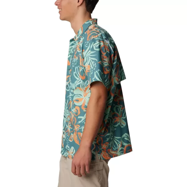 Columbia Mens Trollers Best Short Sleeve ShirtTranquil Teal Wildwaters Print