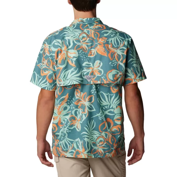 Columbia Mens Trollers Best Short Sleeve ShirtTranquil Teal Wildwaters Print