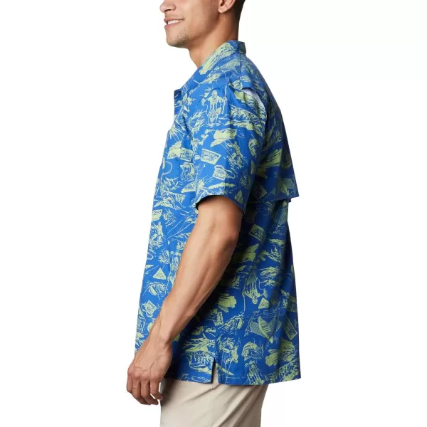 Columbia Mens Trollers Best Short Sleeve ShirtVivid Blue Freshwater Roots Print